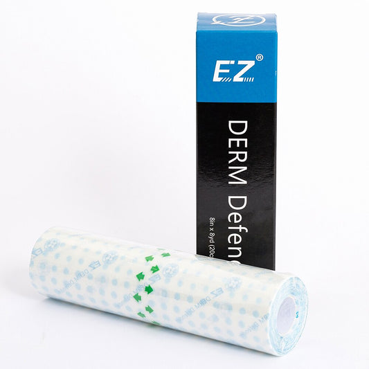 EZ Derm Defender Tattoo Protective Film, 15 cm x 10 m, ideal for protecting freshly tattooed skin.