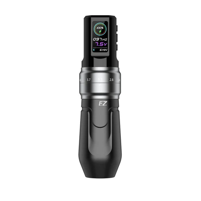 Side view of the EZ P3 Pro Wireless Tattoo Machine showcasing its ergonomic design.