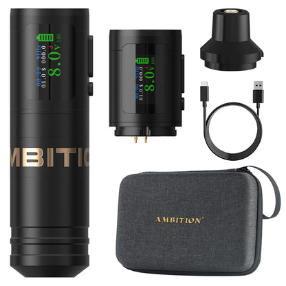Ambition Ninja Ultra | Black Wireless Tattoo Pen Machine (Dual Batteries)