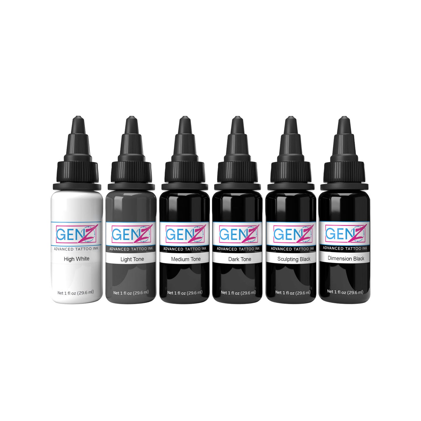 Intenze Ink Gen-Z Bob Tyrrell REACH | Advanced Black &amp; Gray Set 6x 30ml