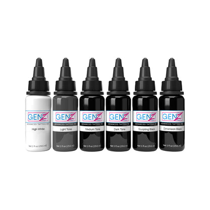 Intenze Ink Gen-Z Bob Tyrrell REACH | Advanced Black &amp; Gray Set 6x 30ml