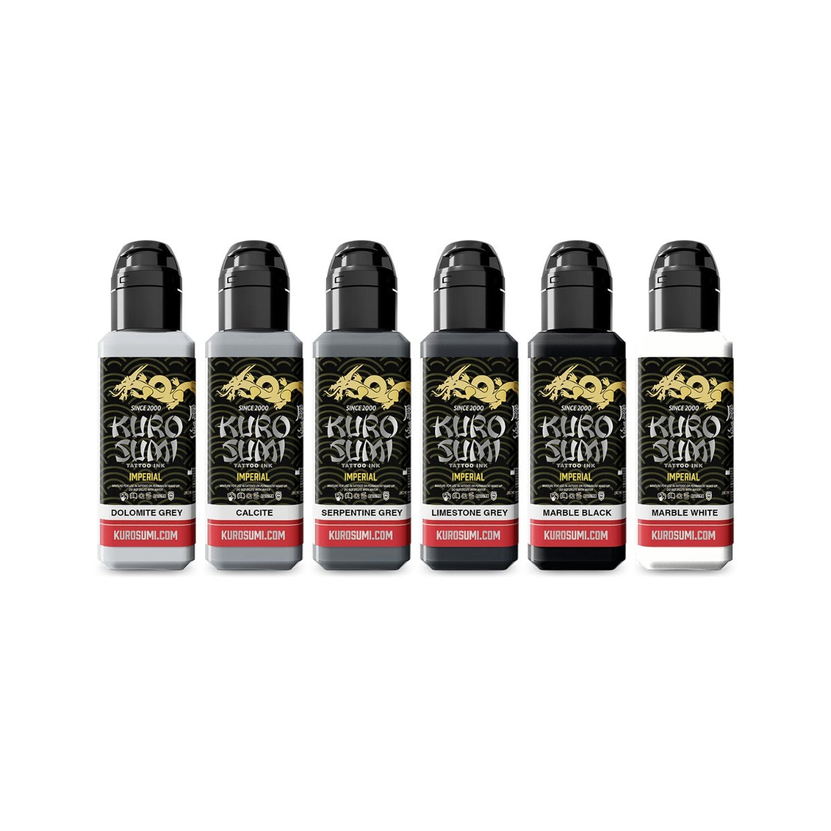 Kuro Sumi Imperial Tattoo Ink Marble Stone Set  6 x 44 ml