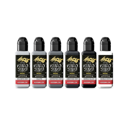 Kuro Sumi Imperial Tattoo Ink Marble Stone Set  6 x 44 ml
