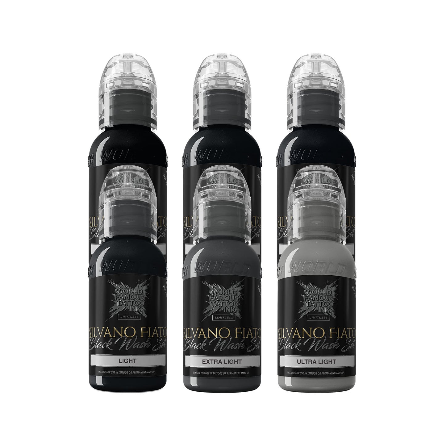 World Famous Limitless Tattoo Ink REACH | Silvano Fiato Blackwash Set - 6x 30ml