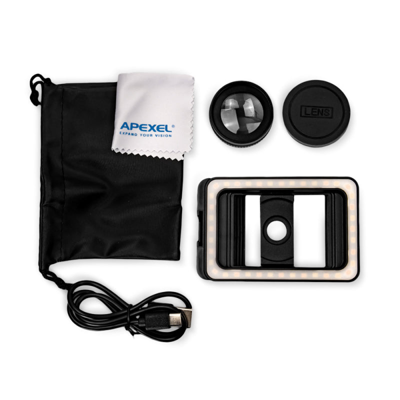 MACRO LENS AND LED LIGHT | Пълен комплект за смартфони