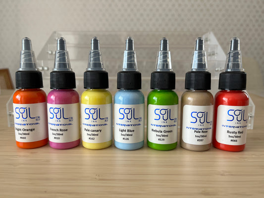 Pastel color set N3 with 7 vibrant shades in 30ml bottles

