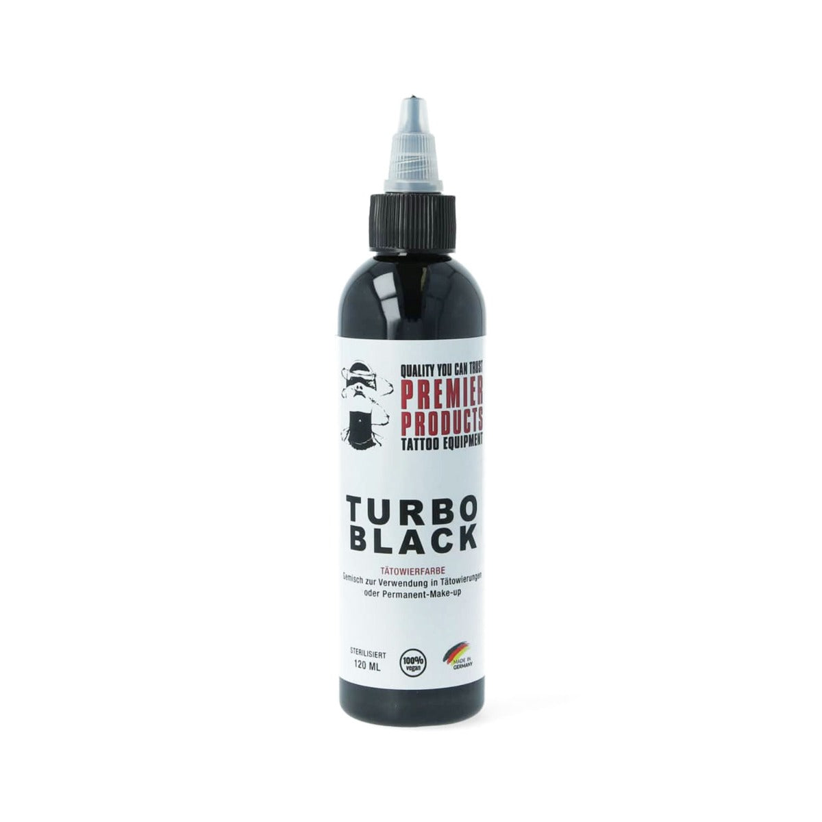 Turbo Black е най-тъмното черно мастило за татуировки,на Premier Products.