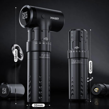 Mast Flip Pro | Wireless Tattoo Pen Machine with 2.6-4.0mm Strokes Adjust