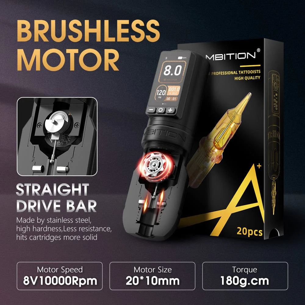 Ambition Torden Max | 4.0 - 3.5mm Wireless Tattoo Pen Machine (Dual Batteries)