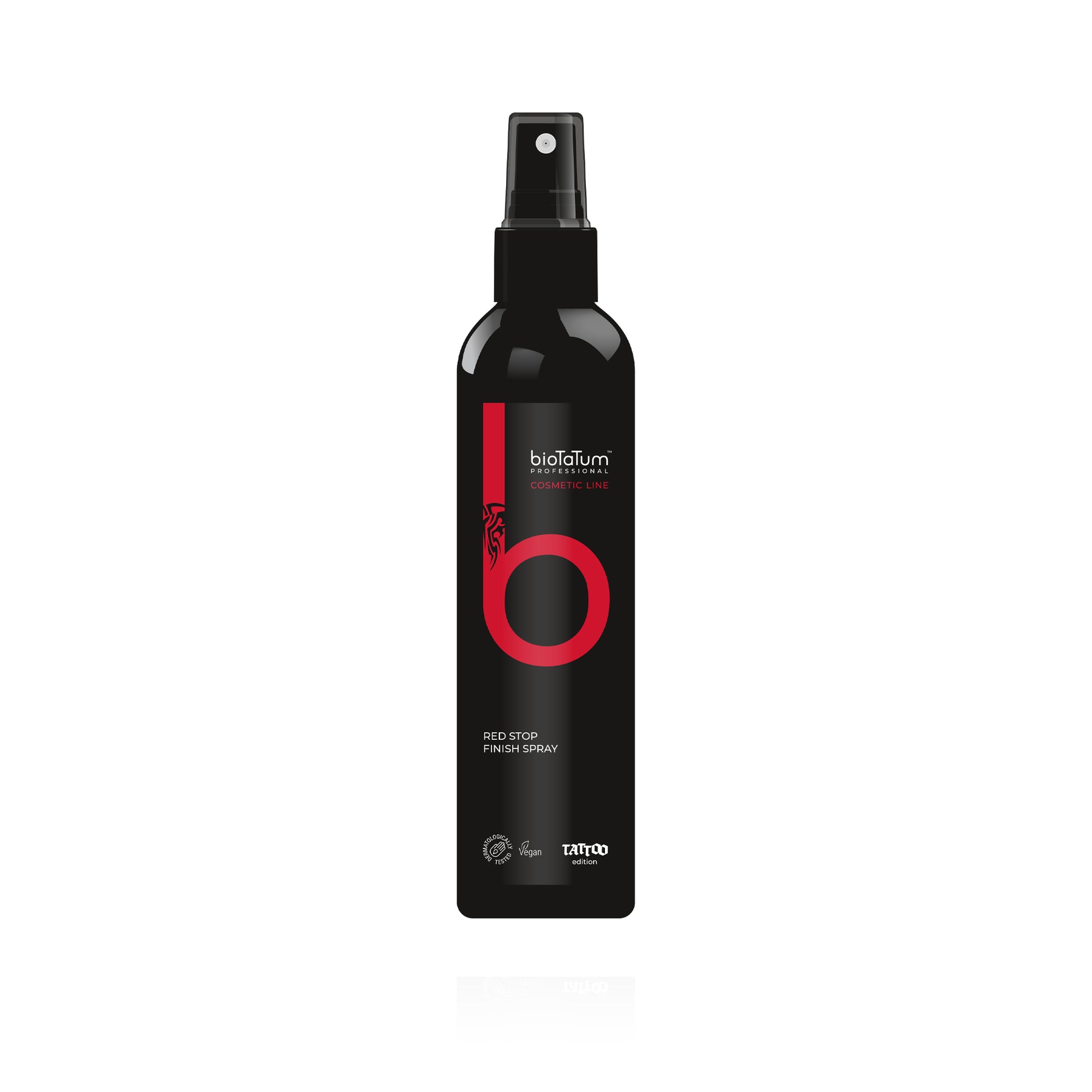 RED STOP Finish Spray bottle, 250 ml, designed to soothe and reduce redness and swelling during and after tattoo sessions.