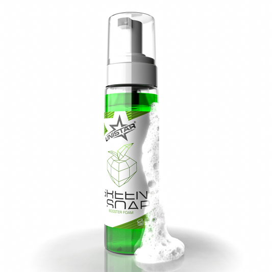 UNISTAR Booster Foam Soap 200ml - Single bottle of green foam soap with white pump top.