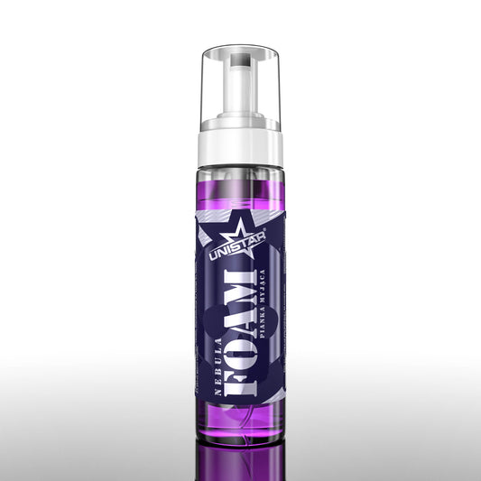 UNISTAR NEBULA™ Foam Anesthetic bottle showcased elegantly with reflective surface details.