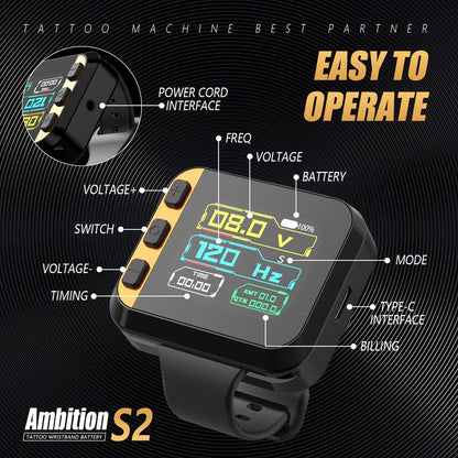 Ambition S2 Touch Screen | Tattoo Battery Wristband Supply
