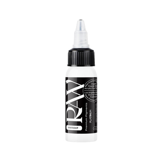 Whiteout от Raw Premium Pigments е силно пигментирано, тежко бяло мастило за татуировки, идеално за плътно насищане и акценти с дълготрайни резултати.