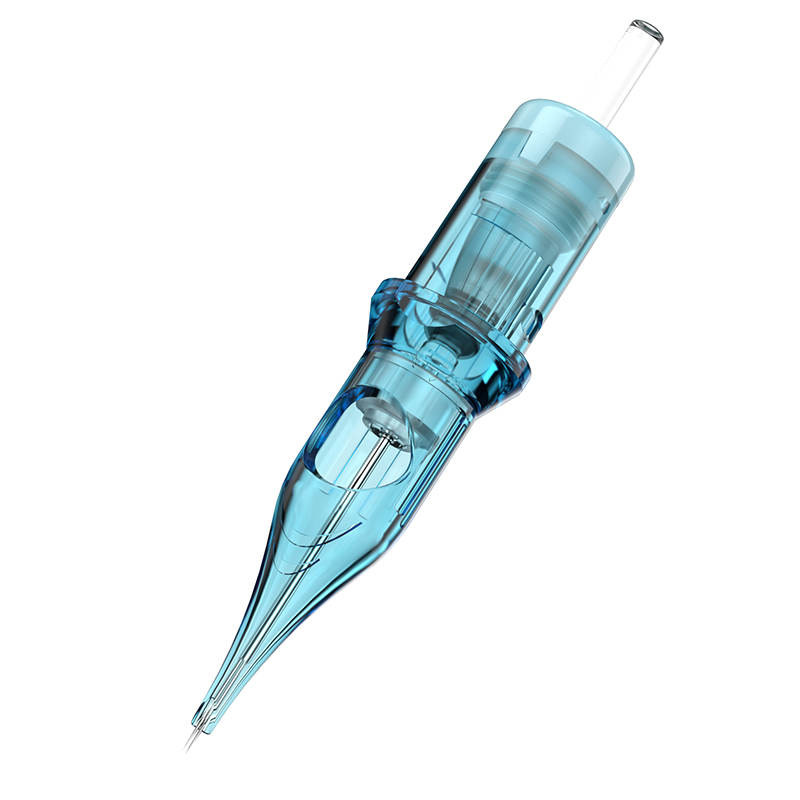 Close-up of a blue WJX ULTRA Generation 2 needle, highlighting attention to detail and material quality.