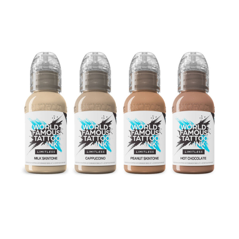 World Famous Limitless Santucci COVER-UP SET (4x30ml) – Cappuccino, Hot Chocolate, Milky Skin Tone, Peanut Skin Tone.