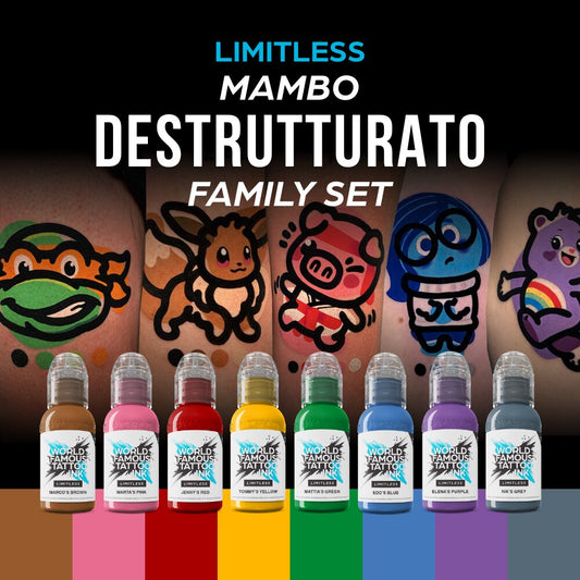 World Famous Limitless Tattoo Ink REACH | The Mambo Destrutturato Family Set - 8x 30ml
