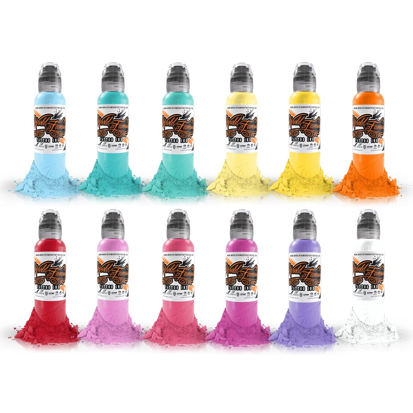 Complete Set of 12 Pastel Colour Set 30ml | USA World Famous Ink